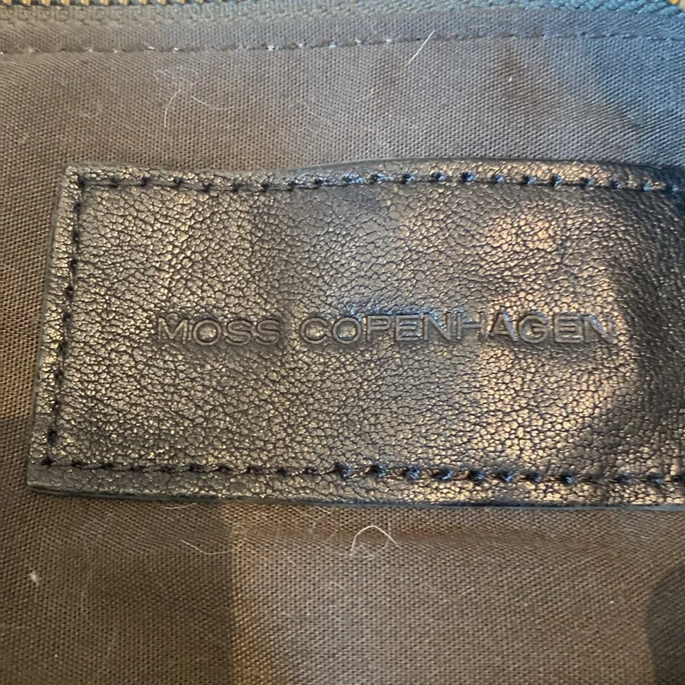 Moss Copenhagen dark gray suede zippered pouch 11 x 8